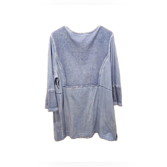 Soft Surroundings Coastal Blue Bohemian Tunic 1x Cottage Lagenlook Silk & Cotton - Picture 3 of 6